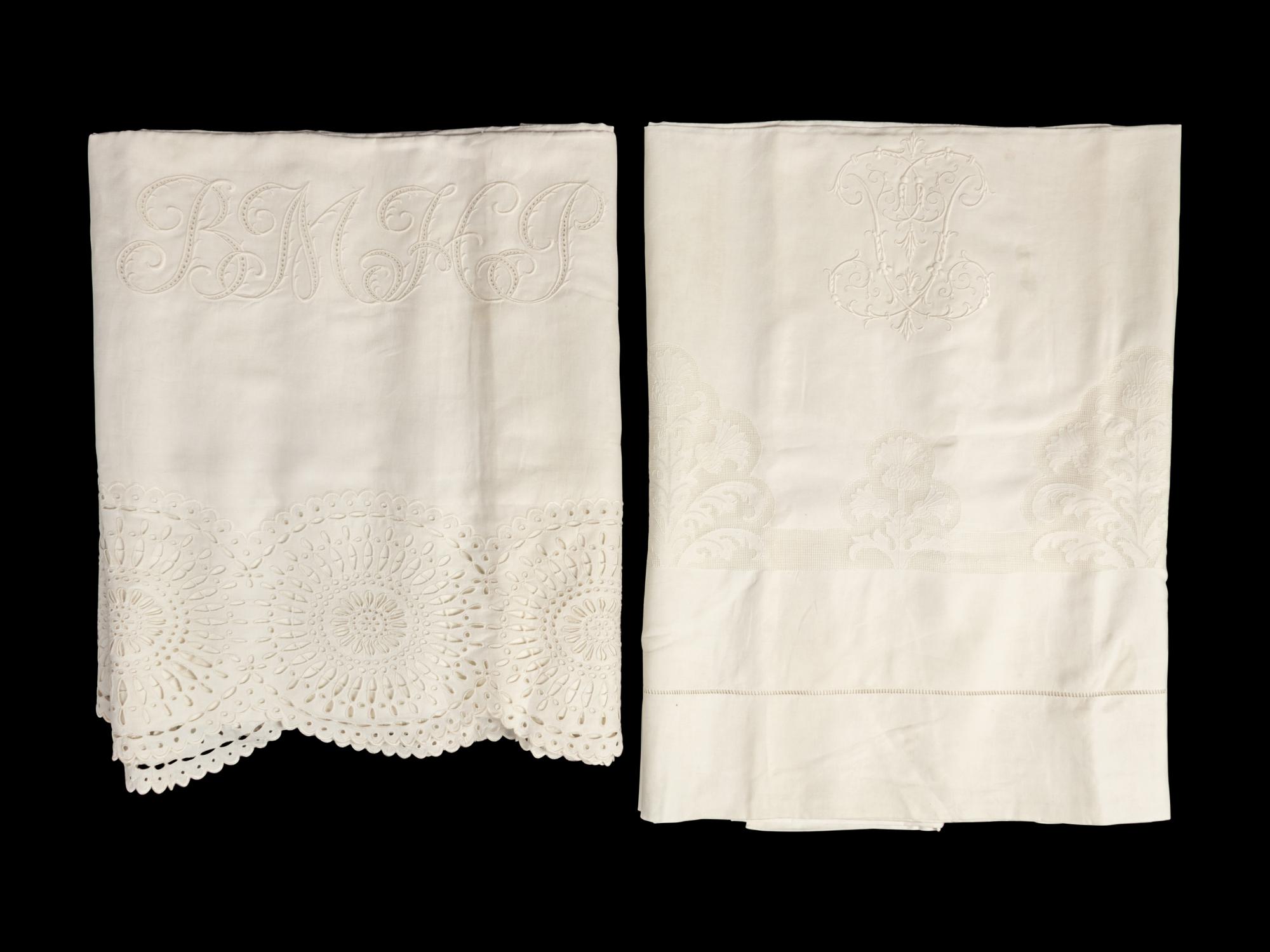 Two Sets of Palmer Family Sheets Embroidered with "BMHP" & "PP", 19th Century