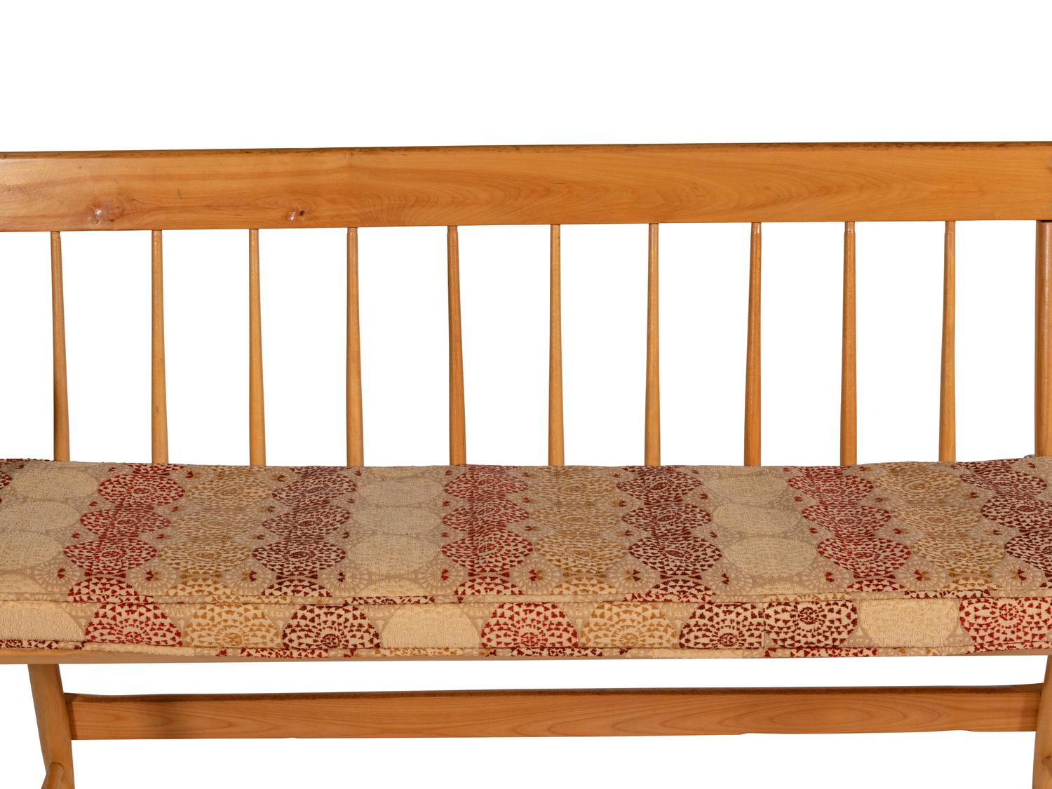 A Pair of Yellow Pine Deacon's Benches with Padded Upholstered Seats