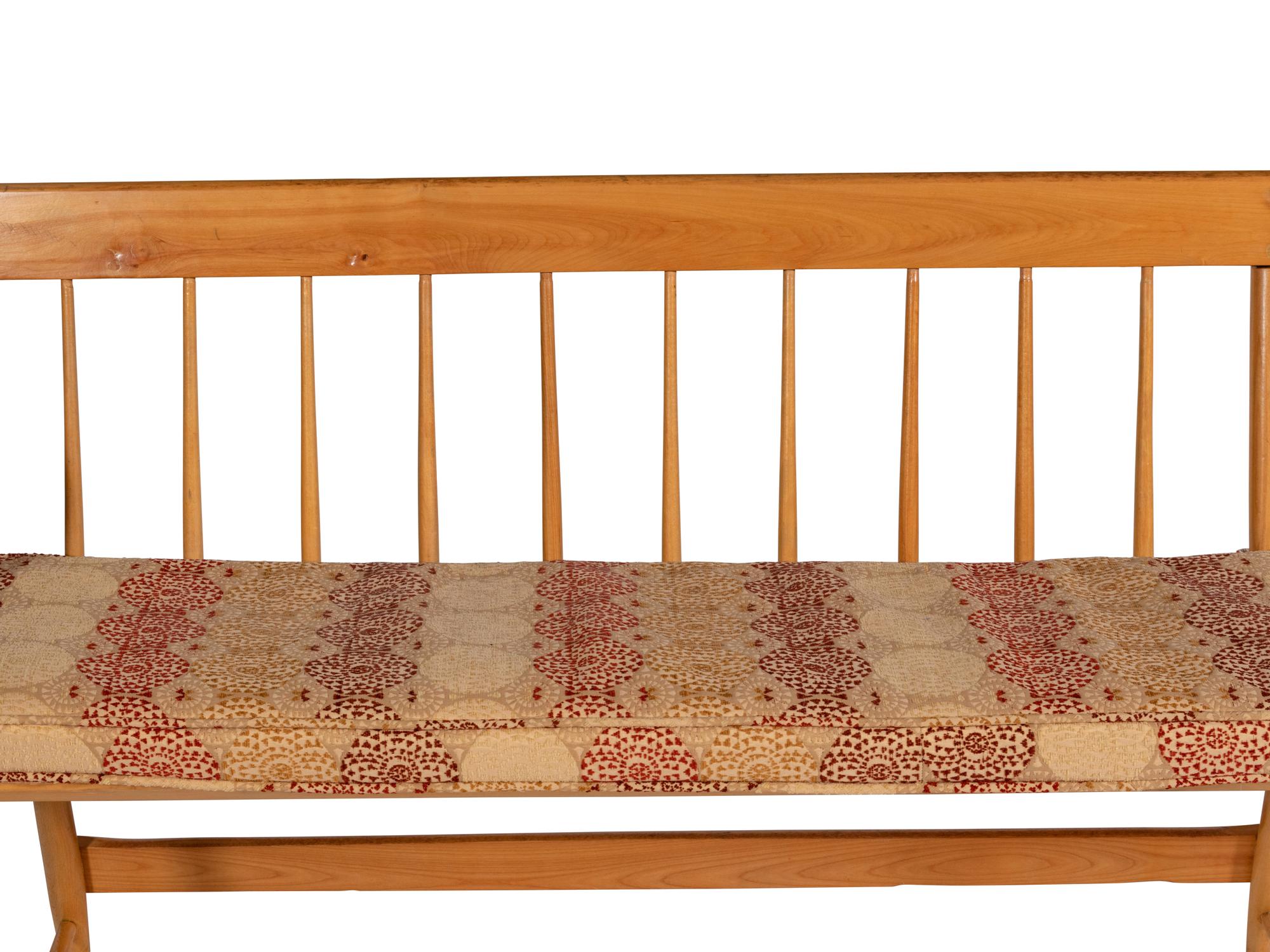 A Pair of Yellow Pine Deacon's Benches with Padded Upholstered Seats