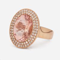 A 14K Rose Gold, Morganite, and Diamond Ring