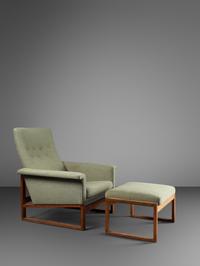 Lounge Chair and Ottoman, c. 1961 model 160 and 161 Fredericia Stolefabirk, Denmark