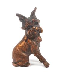 A Painted Metal Brussels Griffon Figure Height 3 1/8 inches.