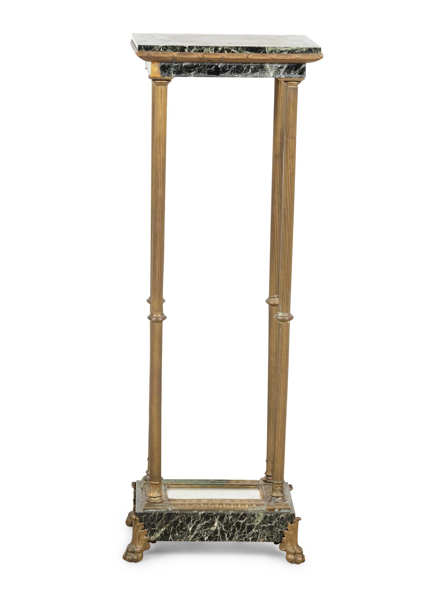 A Neoclassical Style Gilt Metal and Marble Jardinière Stand