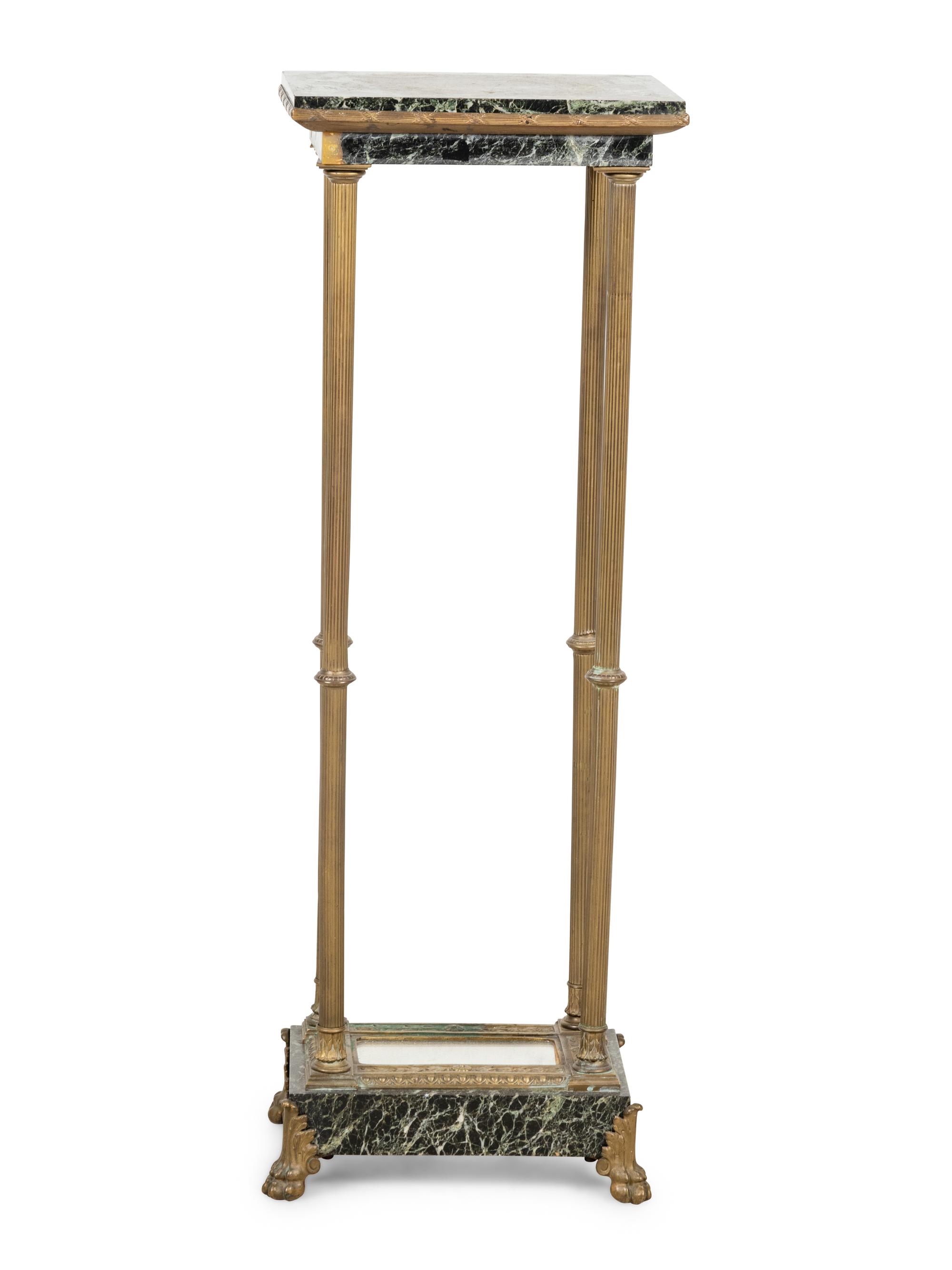 A Neoclassical Style Gilt Metal and Marble Jardinière Stand