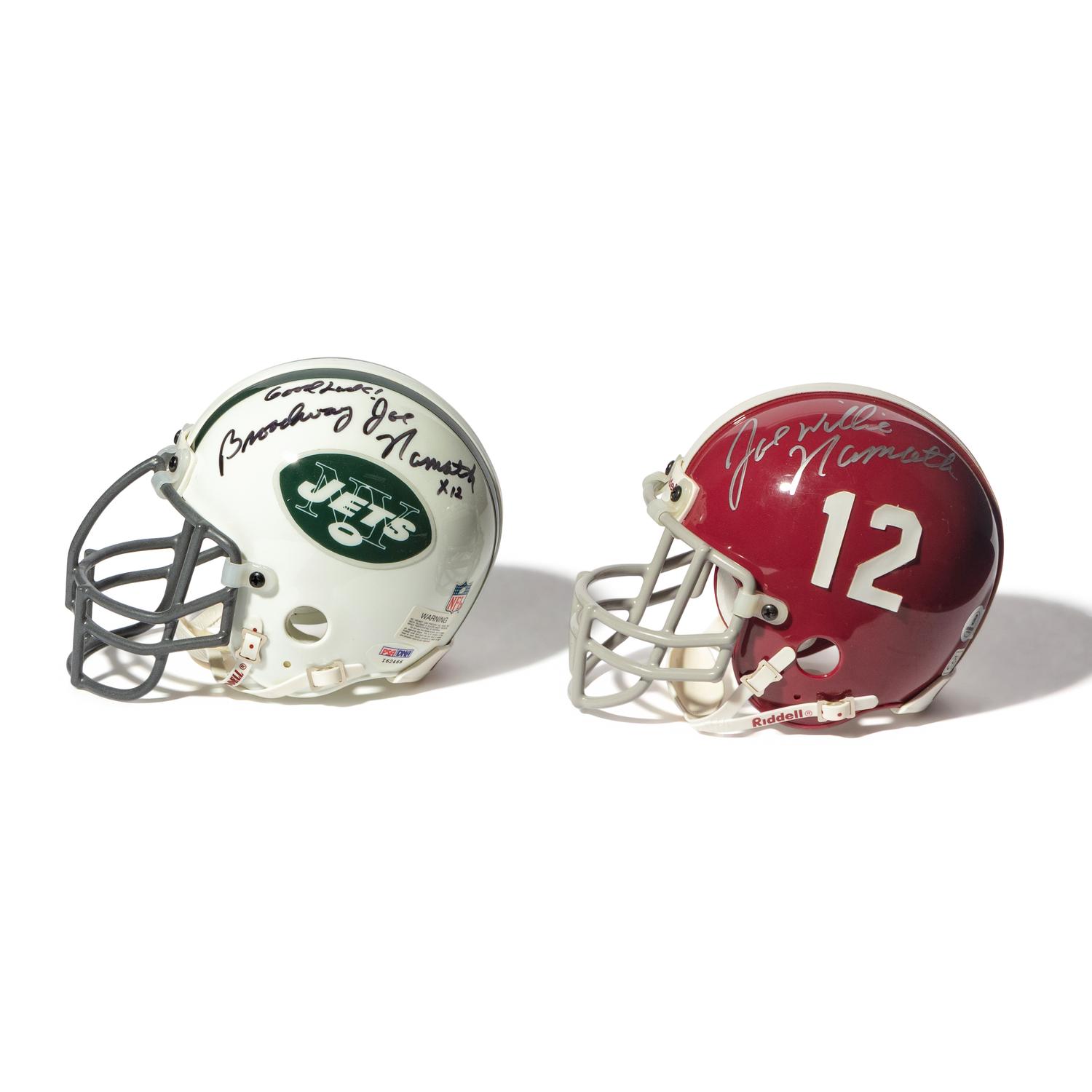 A Collection of Joe Namath Signed Autograph Mini Helmets