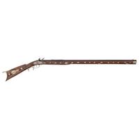 Ornate 19th Century German Silver Decorated Heavy Barrel Flintlock Rifle Signed "S.S."
