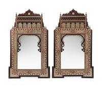 A Pair of Large Moorish Style Mother-of-Pearl Inlaid Mirrors