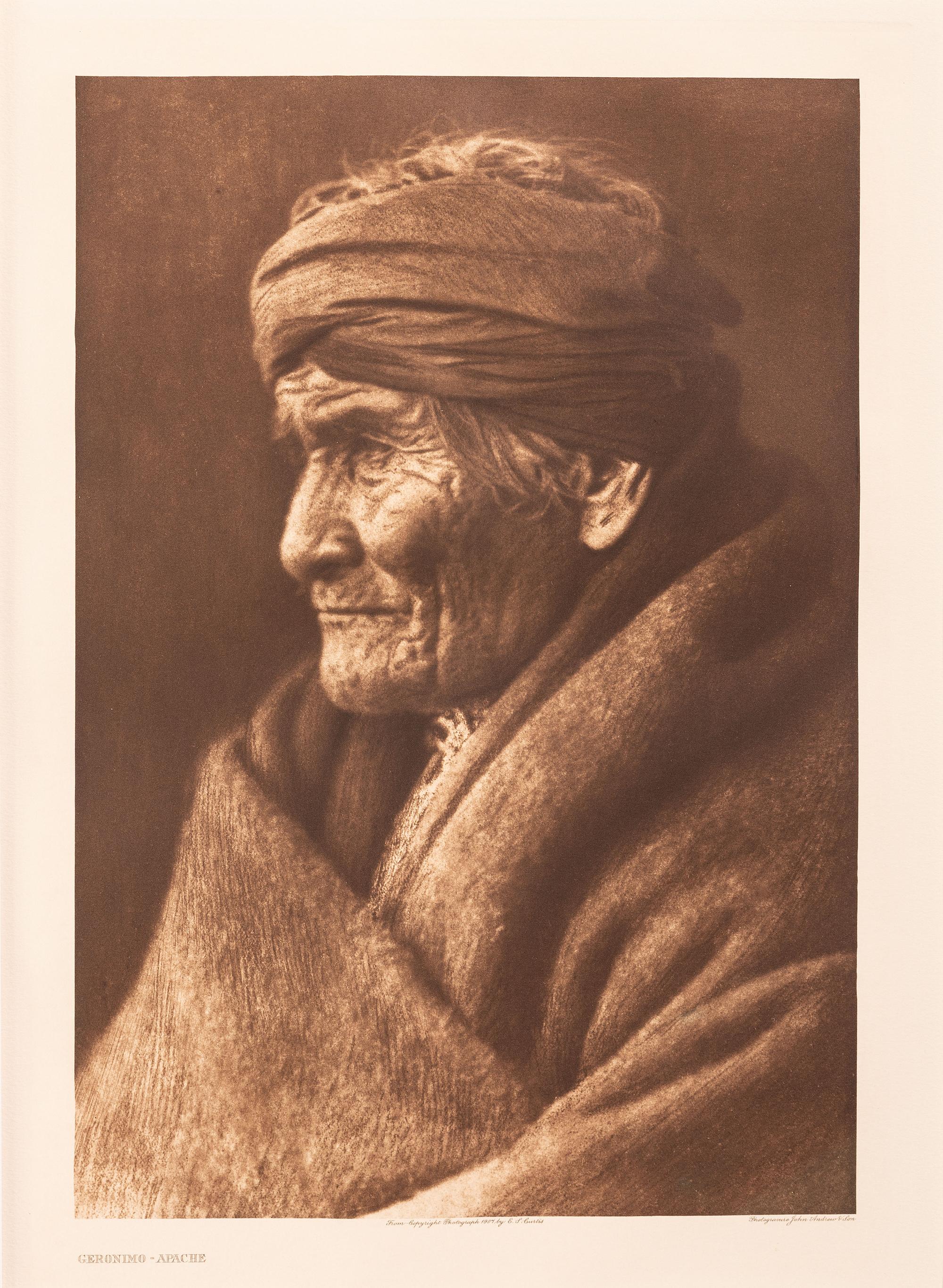 CURTIS, Edward (1868-1952). Geronimo - Apache ([plate 2], portfolio 1). Restrike photogravure.