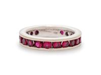 WHITE GOLD AND SYNTHETIC RUBY RING