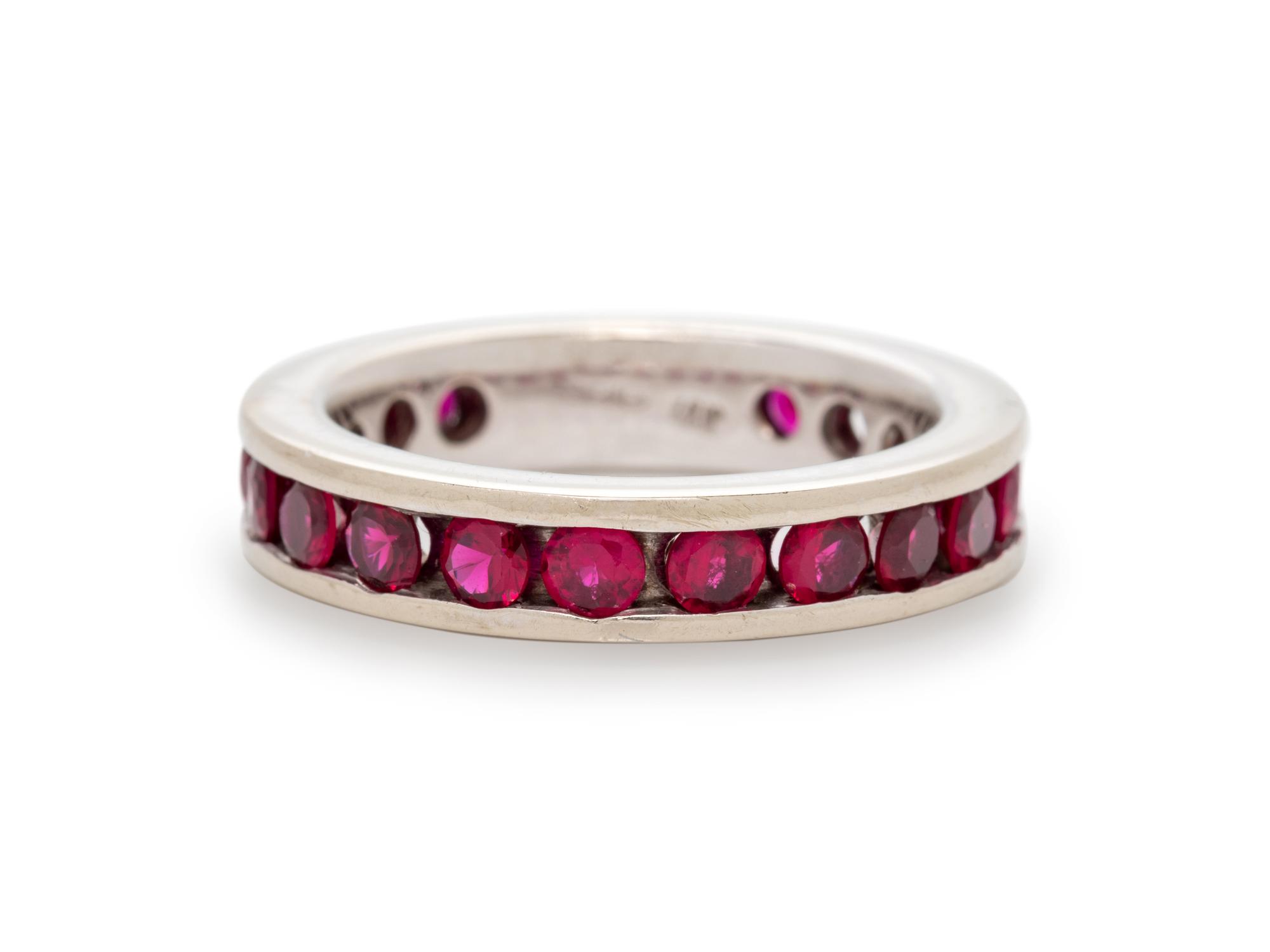 WHITE GOLD AND SYNTHETIC RUBY RING