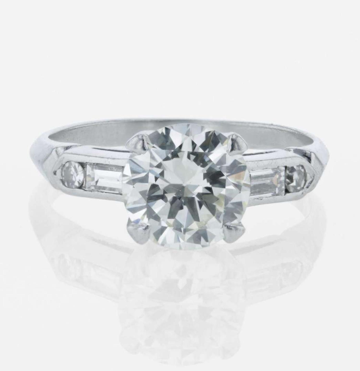 A Diamond and Platinum Ring 1.75 Carat Round Brilliant Diamond, GIA Certified