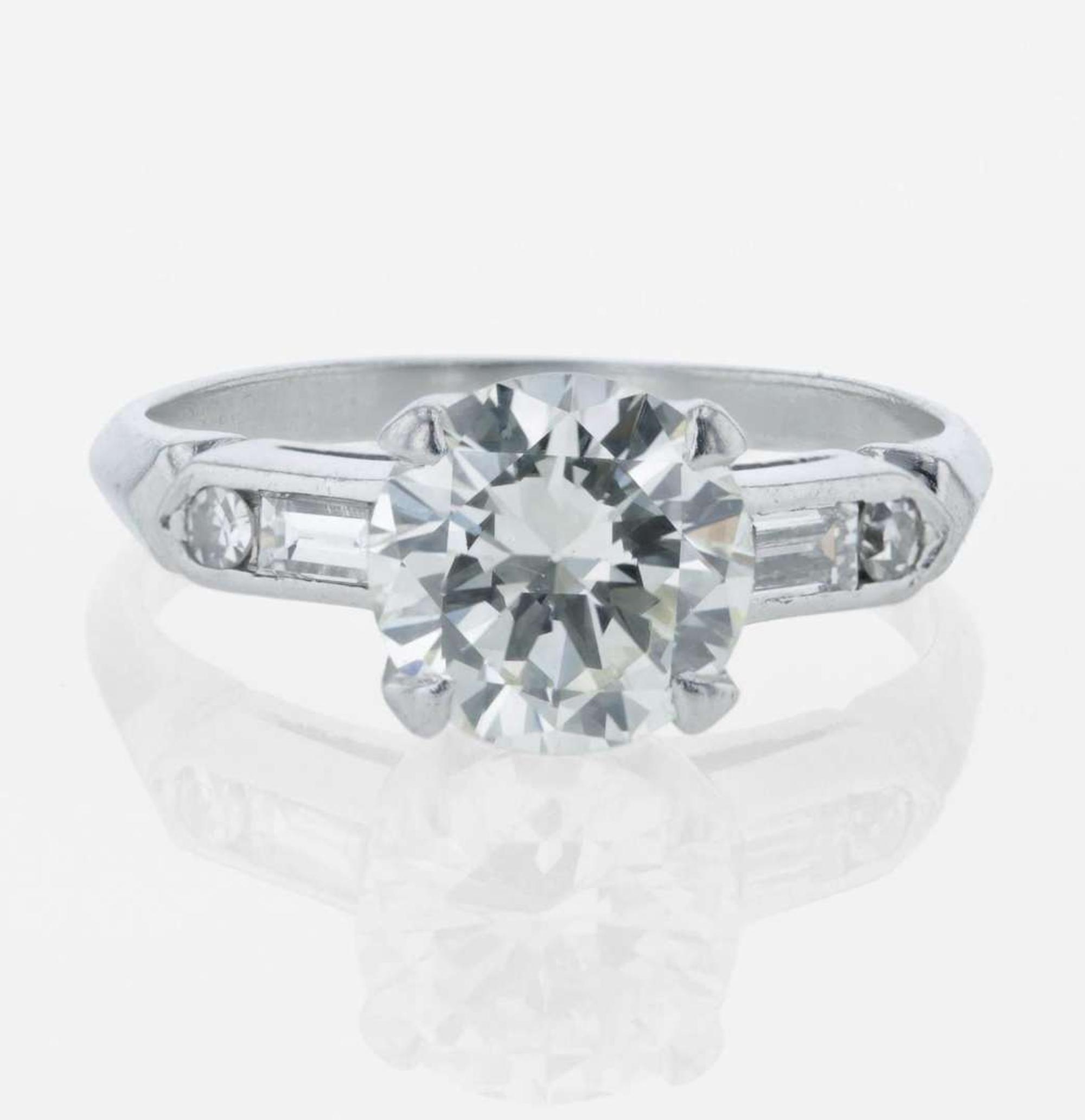 A Diamond and Platinum Ring 1.75 Carat Round Brilliant Diamond, GIA Certified
