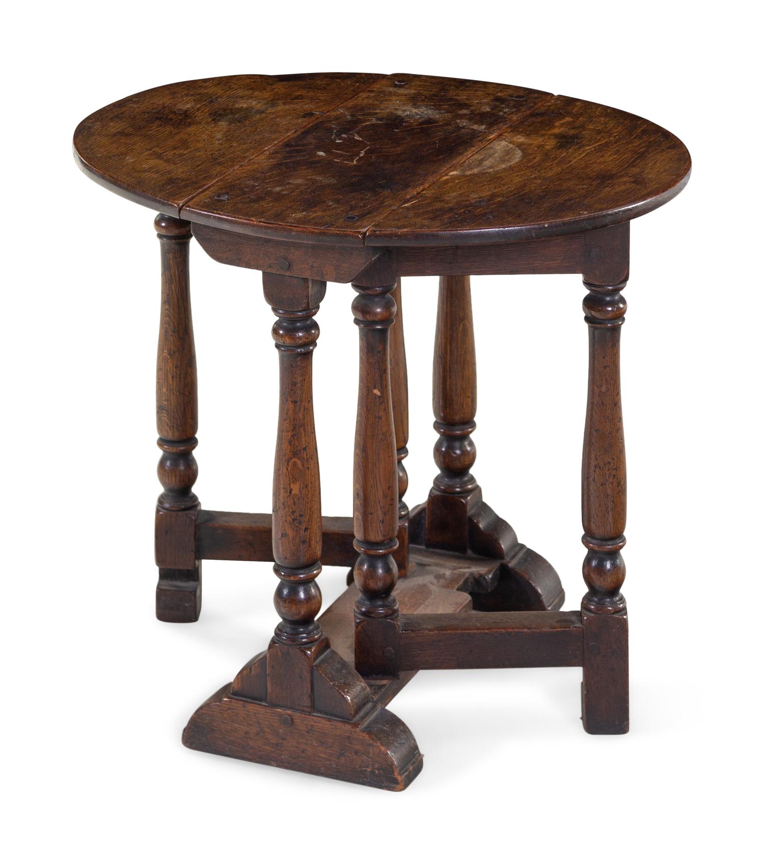 A William and Mary Turned Oak Gate-Leg Diminutive Side Table