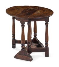 A William and Mary Turned Oak Gate-Leg Diminutive Side Table