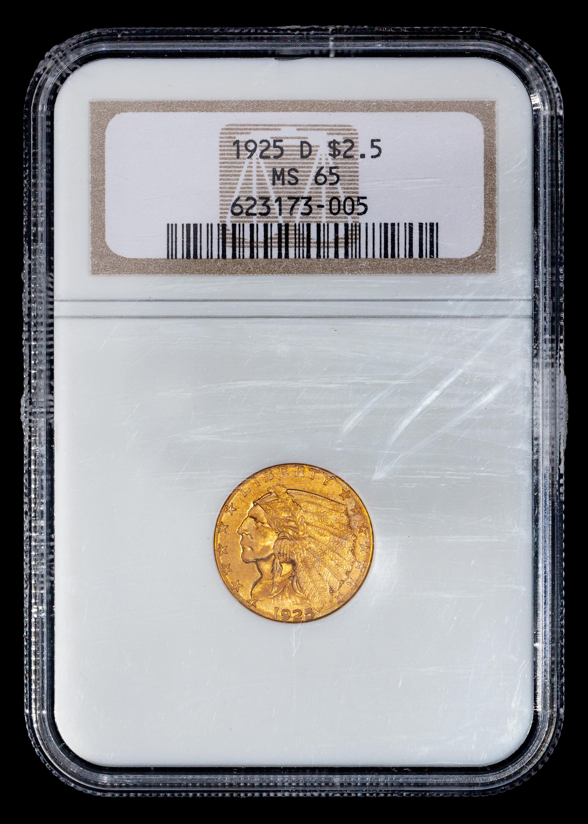 A United States 1925-D Indian Head $2.50 Gold Coin
