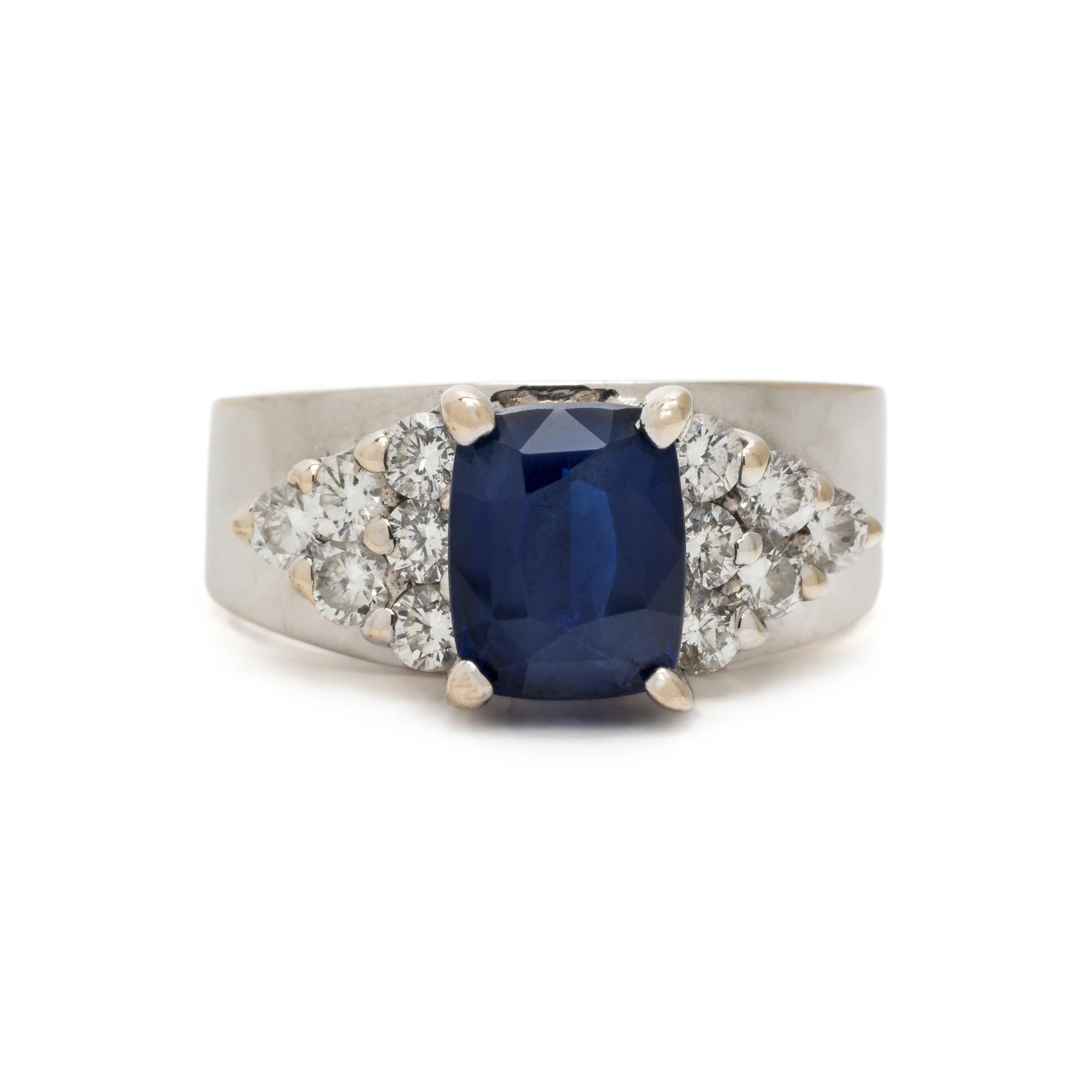 SYNTHETIC SAPPHIRE AND DIAMOND RING