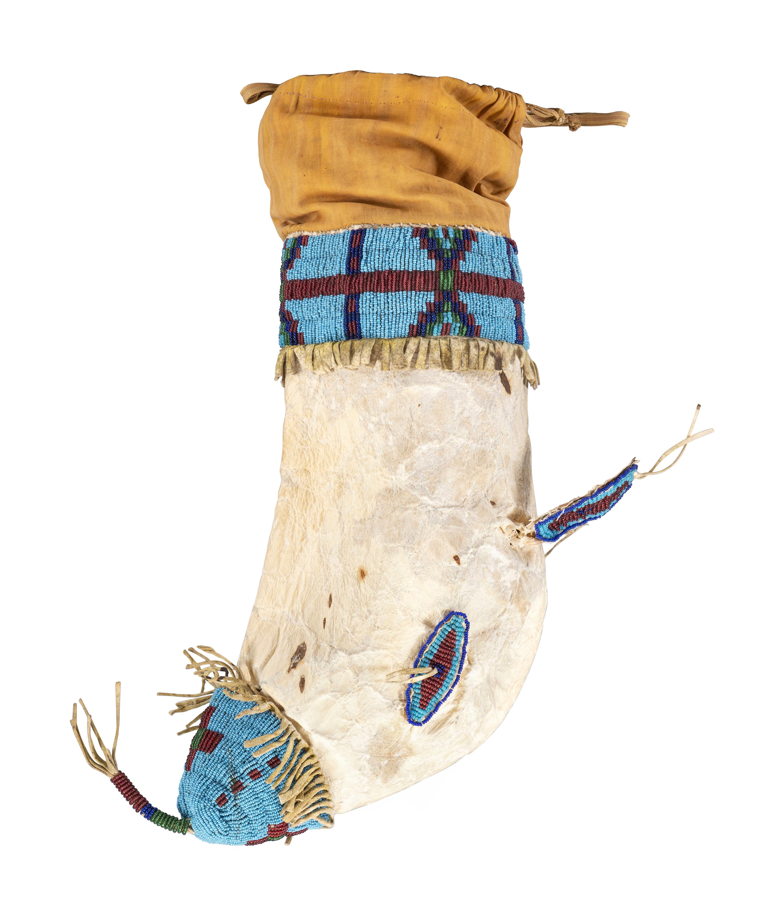Sioux Beaded Hide Calf Head Bag