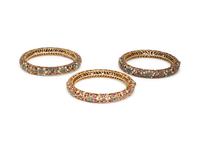 COLLECTION OF YELLOW GOLD AND LOW KARAT GOLD MULTIGEM BANGLE BRACELETS