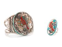 Zuni Channel Inlay Cardinal Ring AND Cuff Bracelet