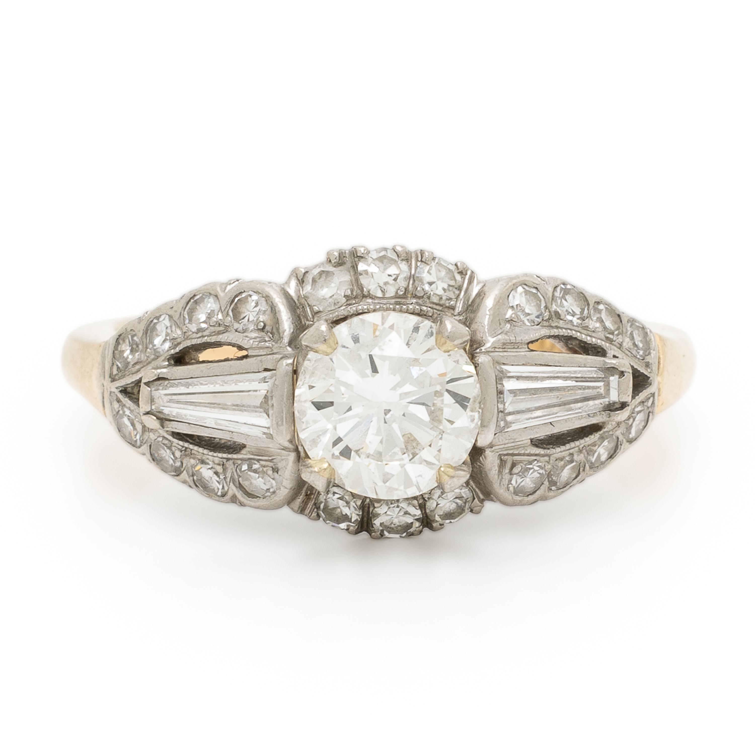 Diamond, Platinum, and Yellow Gold Ring