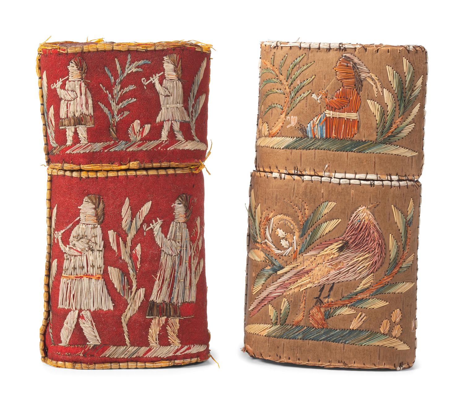 Huron Moosehair Embroidered Birchbark Cigar Cases