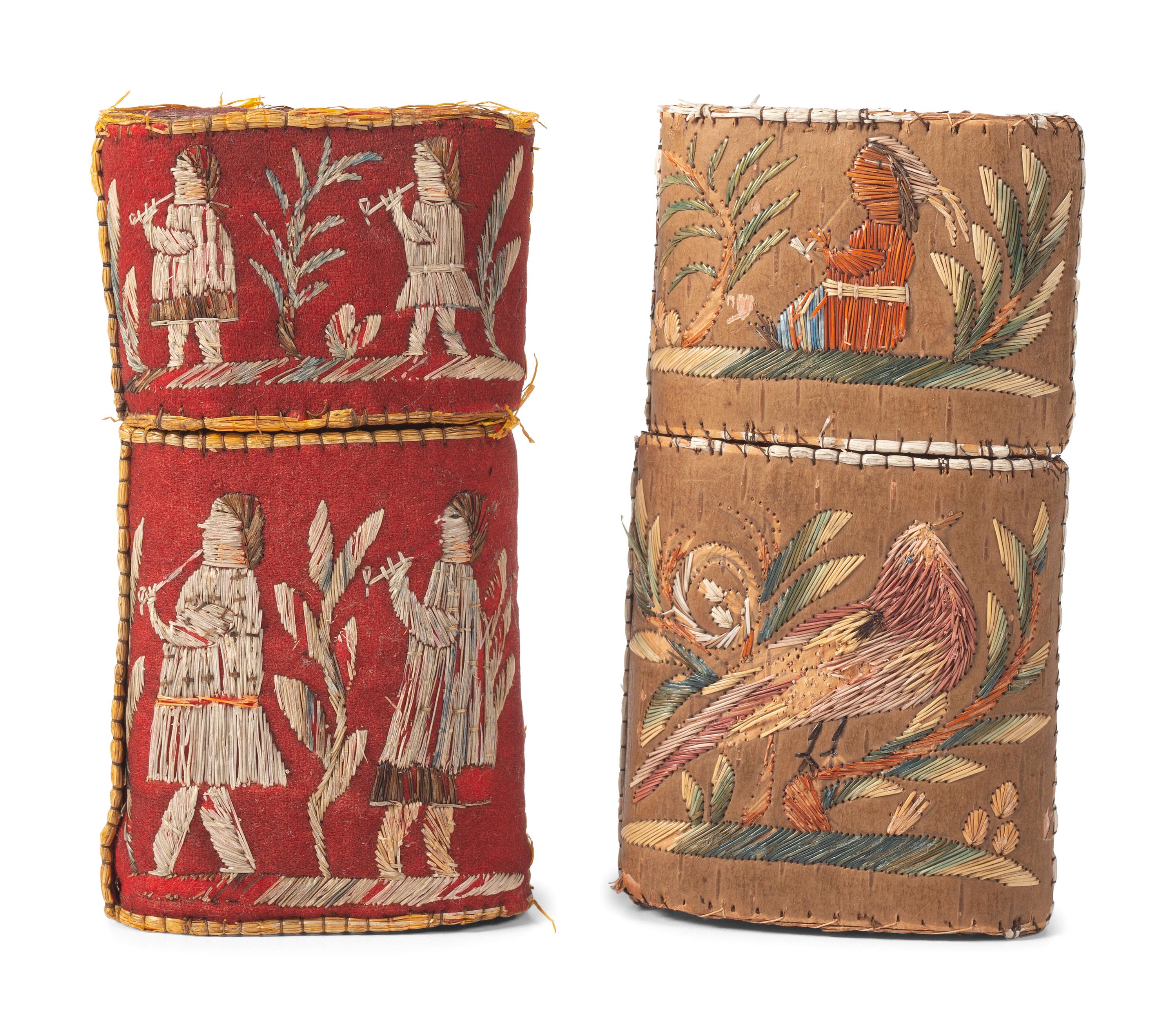 Huron Moosehair Embroidered Birchbark Cigar Cases