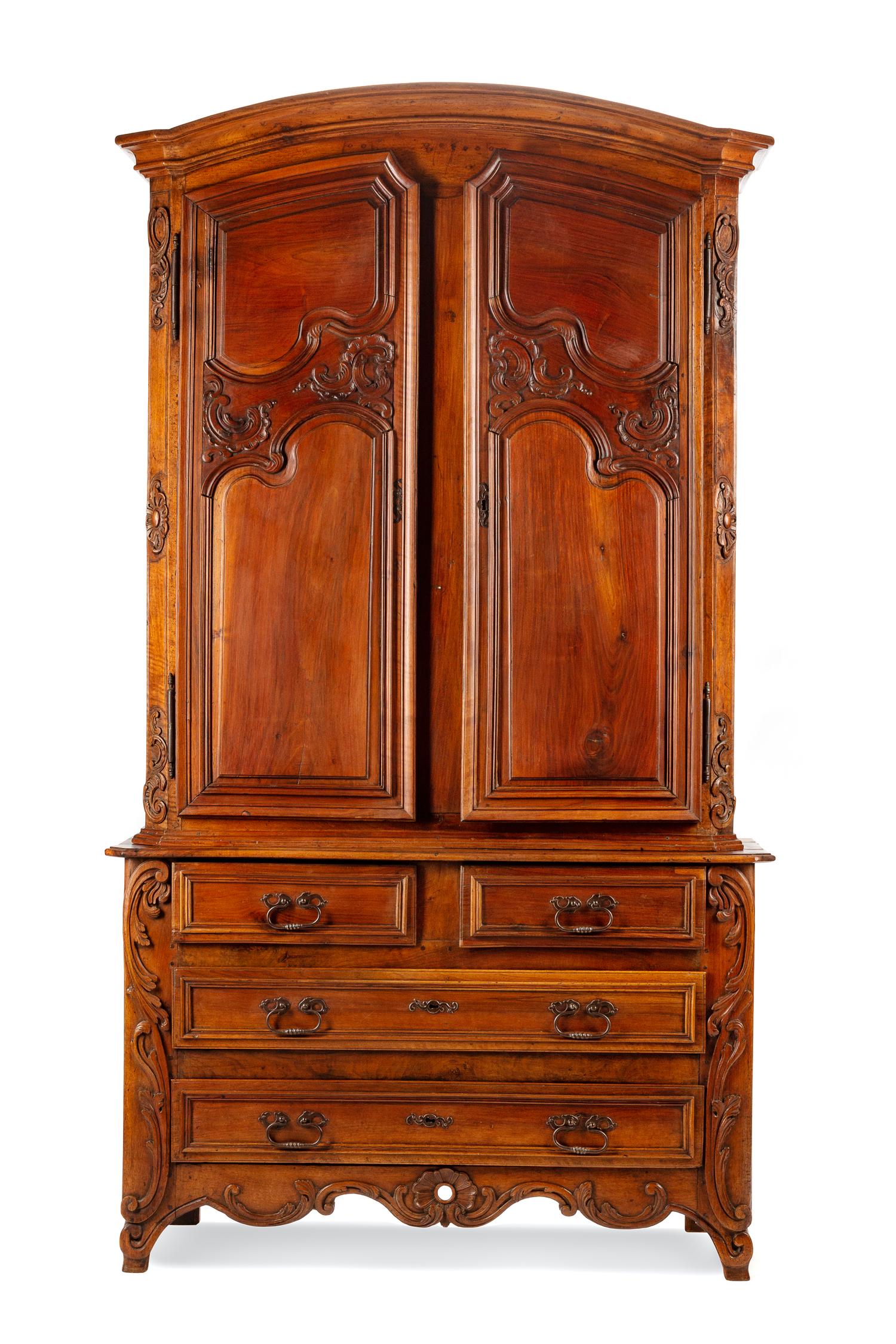 A French Walnut Buffet à Deux Corps