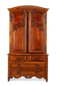 A French Walnut Buffet à Deux Corps