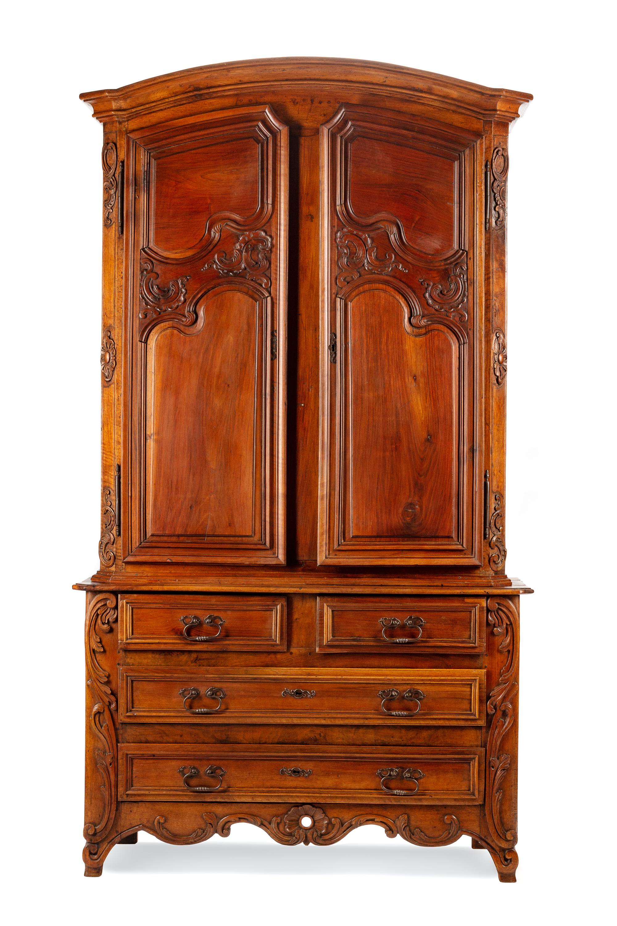 A French Walnut Buffet à Deux Corps
