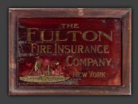 A Reverse Painted Eglomise Glass 'Fulton Fire Insurance' Advertising Sign
