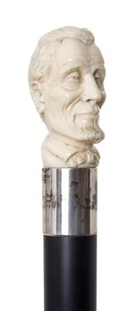 An American Ivory Handled Walking Stick, Length of handle 2 5/8 x length overall 37 inches.