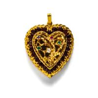 YELLOW GOLD AND MULTI-GEM HEART PENDANT