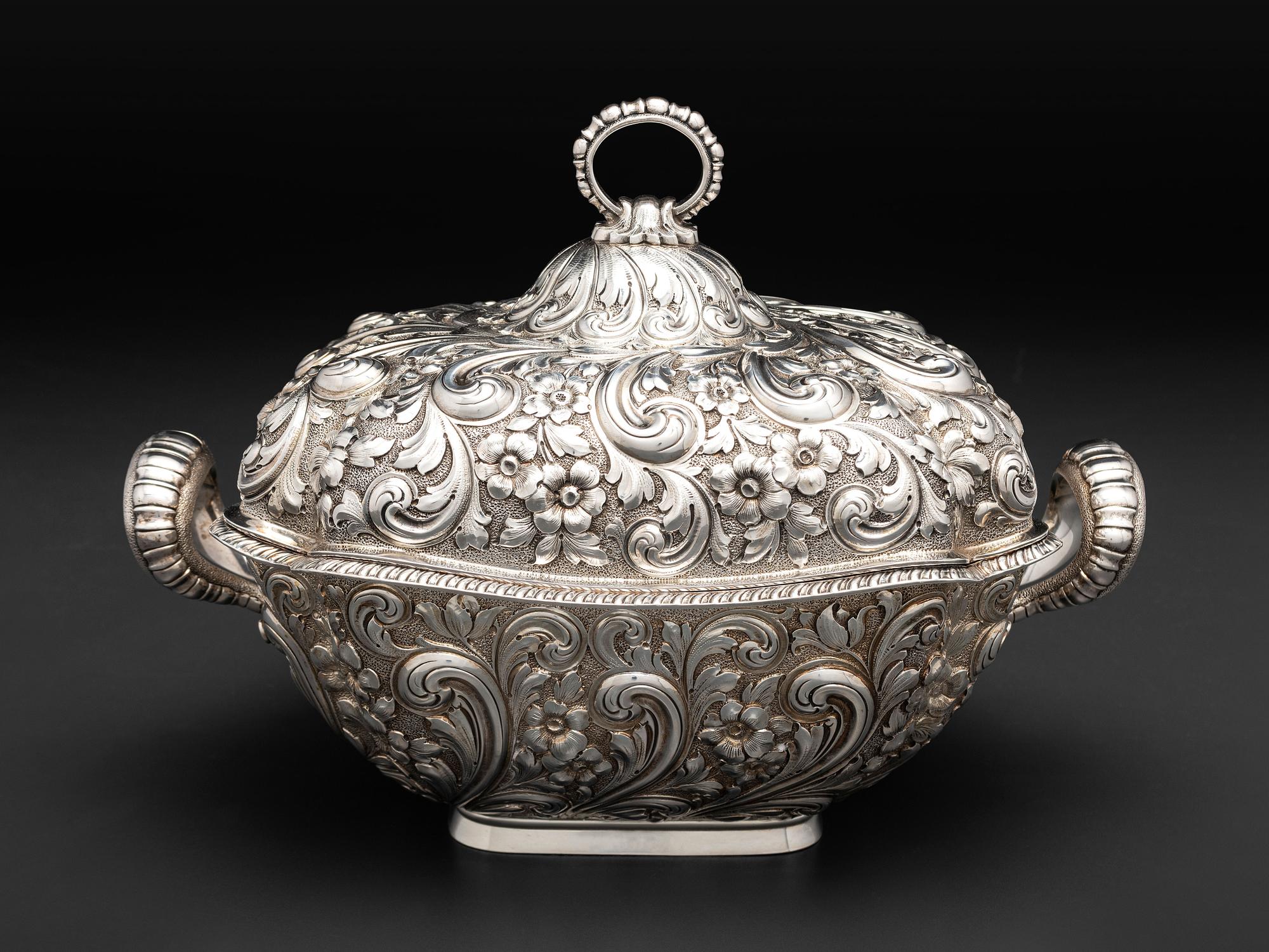 An American Repousse Silver Covered Tureen