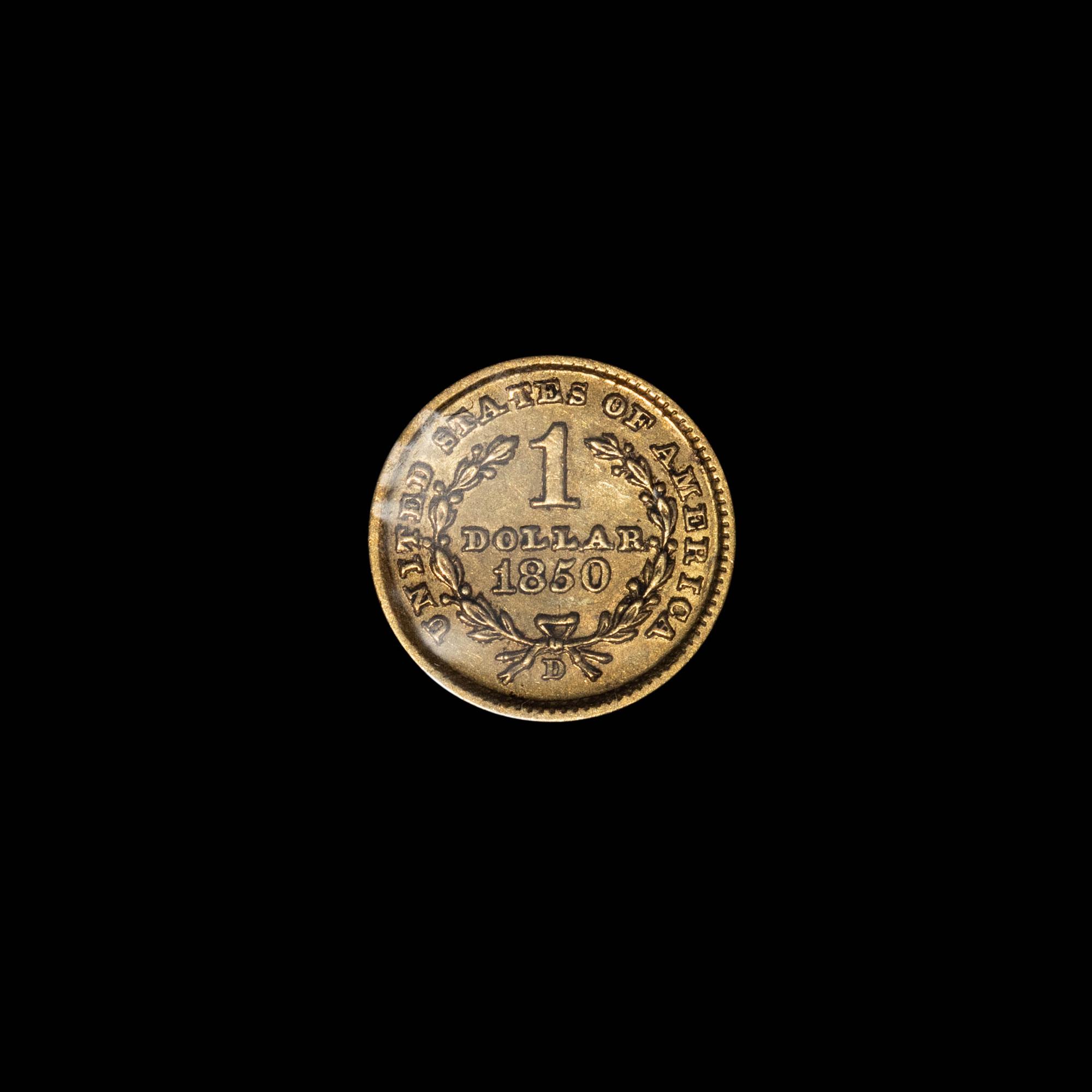 An 1850-D Liberty Head $1 Gold Coin