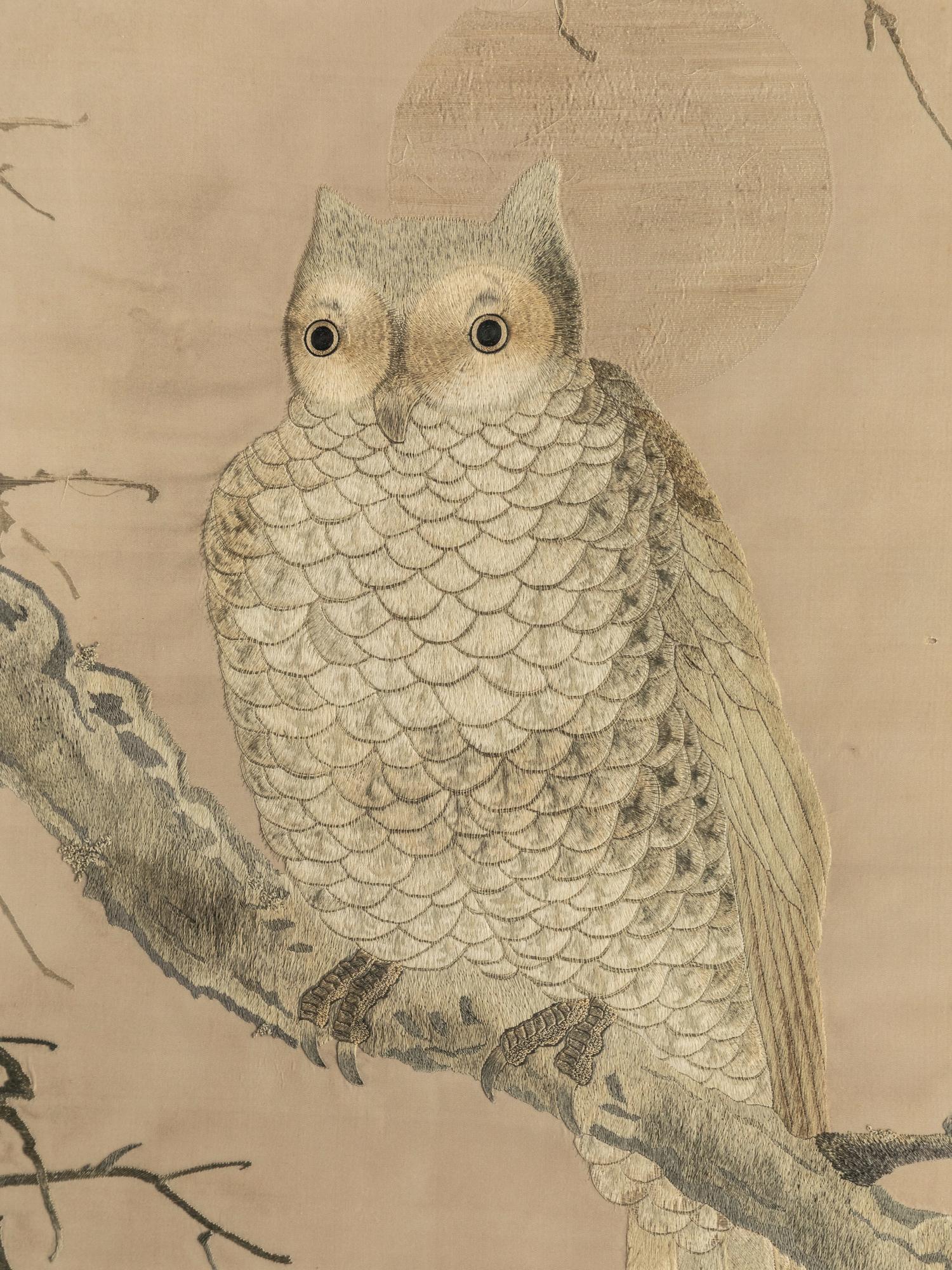 Five Chinese and Japanese Embroidered Silk Panels