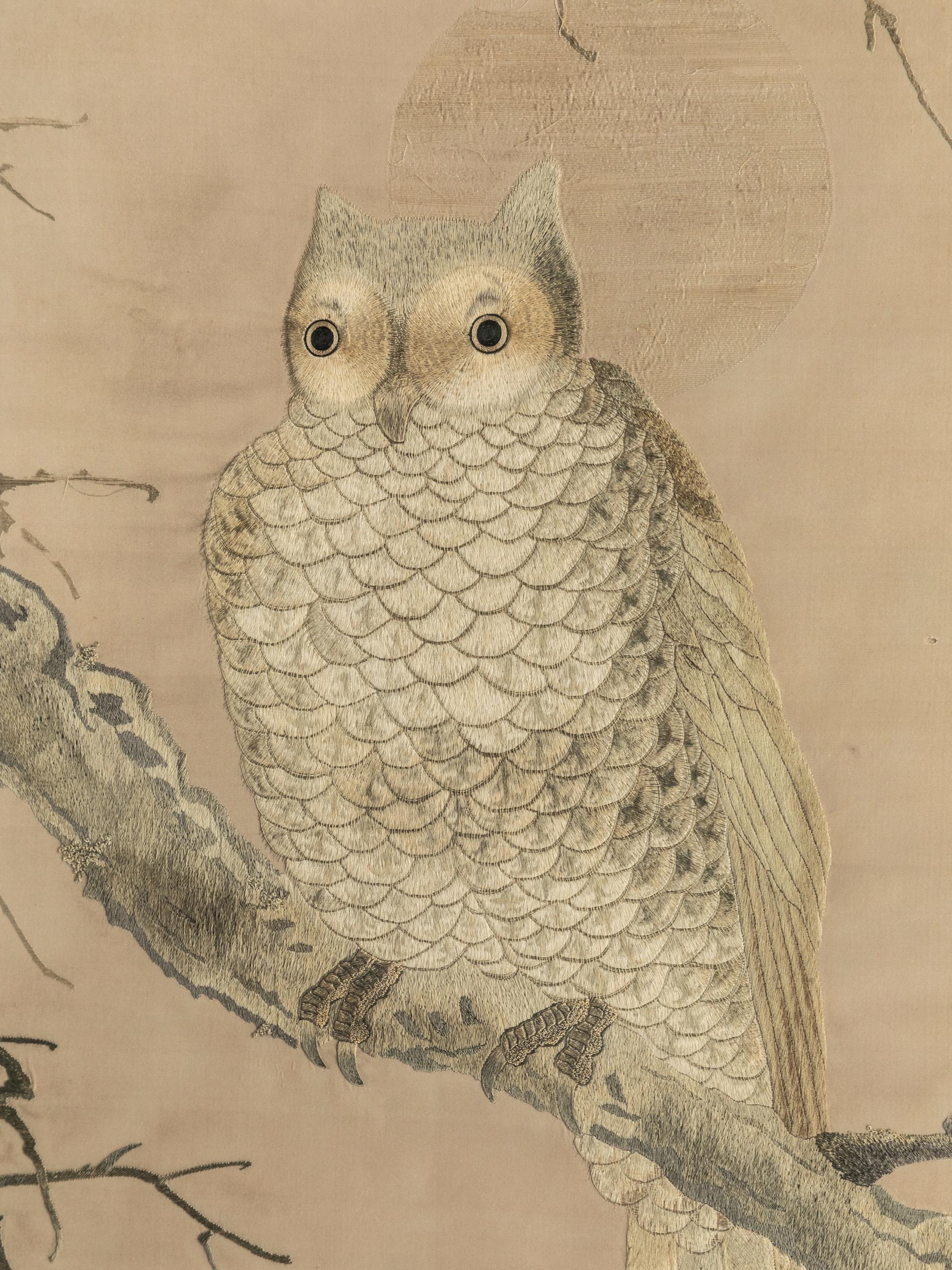 Five Chinese and Japanese Embroidered Silk Panels