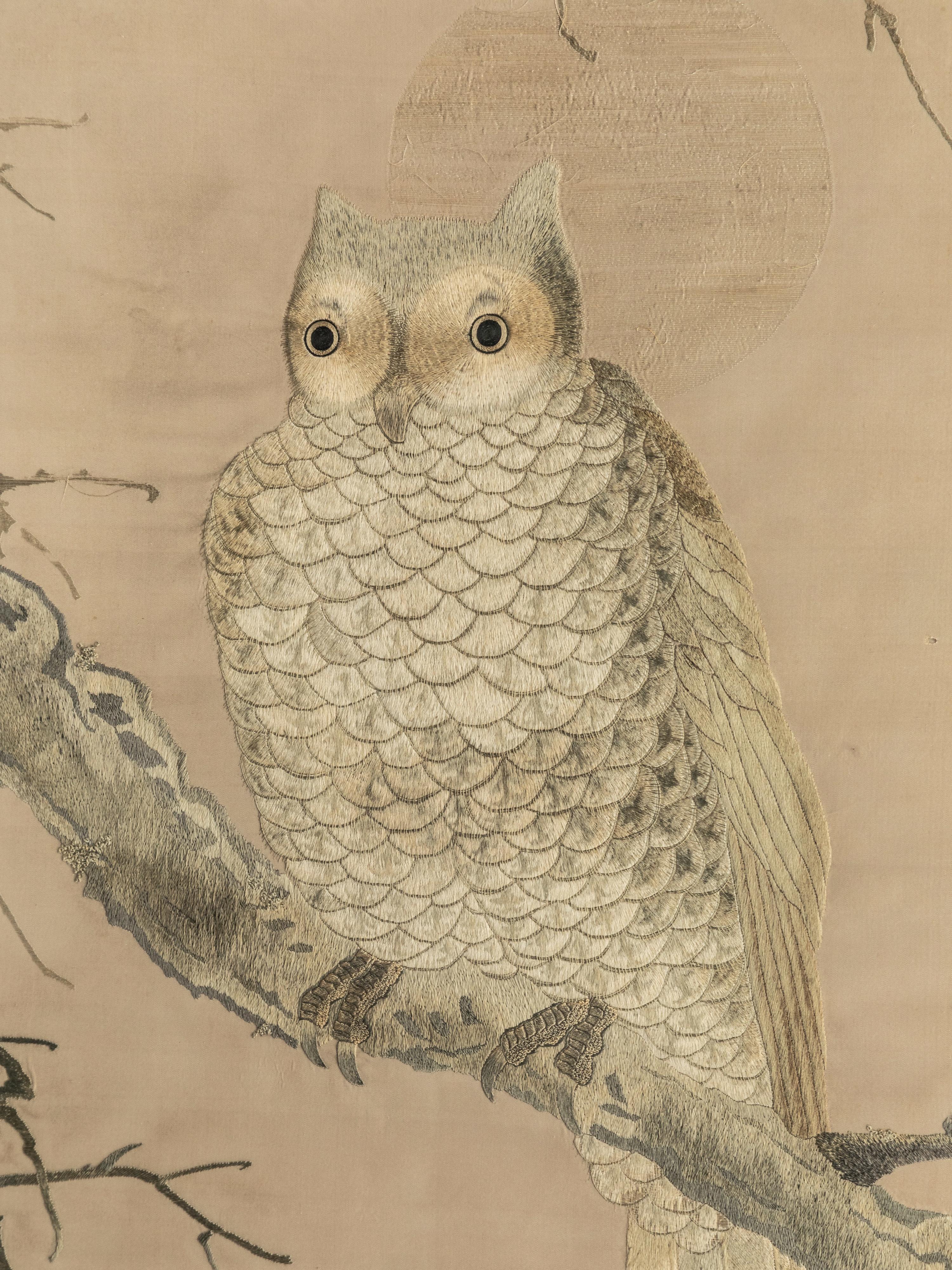 Five Chinese and Japanese Embroidered Silk Panels
