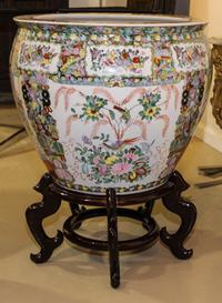 A Large Famille Rose Porcelain Fish Bowl Diameter 20 inches. — 20TH CENTURY