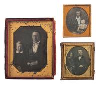 [EARLY PHOTOGRAPHY]. 16 daguerreotypes and ambrotypes with affectionately posed adults and children
