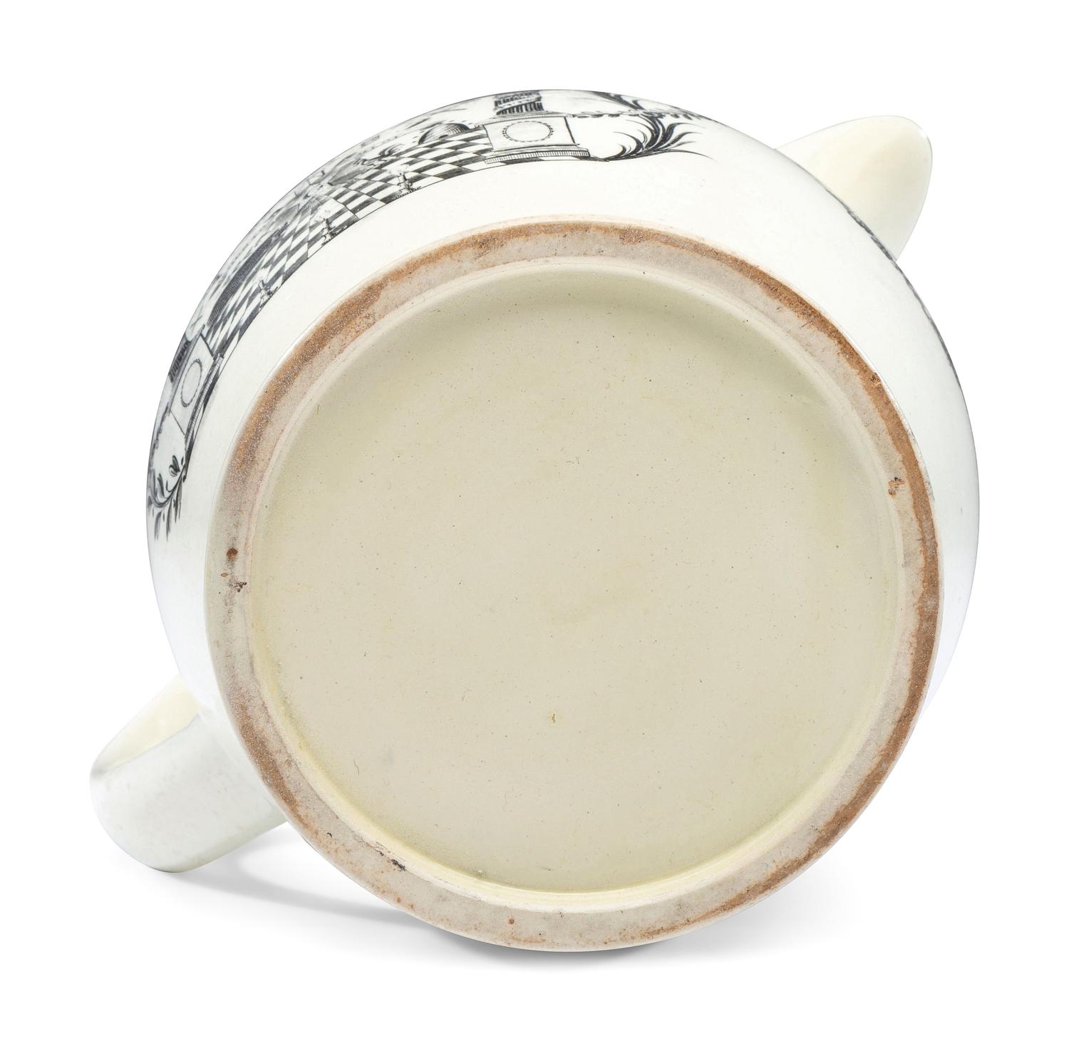 A Rare Liverpool Transfer-Printed Creamware 'John Adams' Pitcher with Masonic Decoration