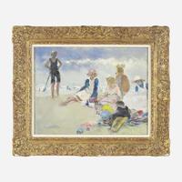 Martha Walter (American, 1875–1976) A Day at the Beach (with various pencil sketches verso)