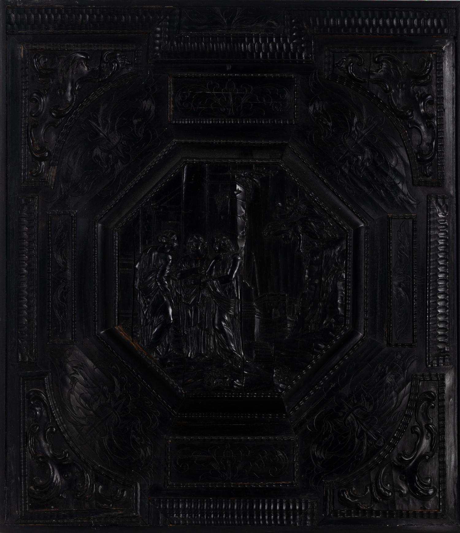 A Flemish Carved Ebony Panel