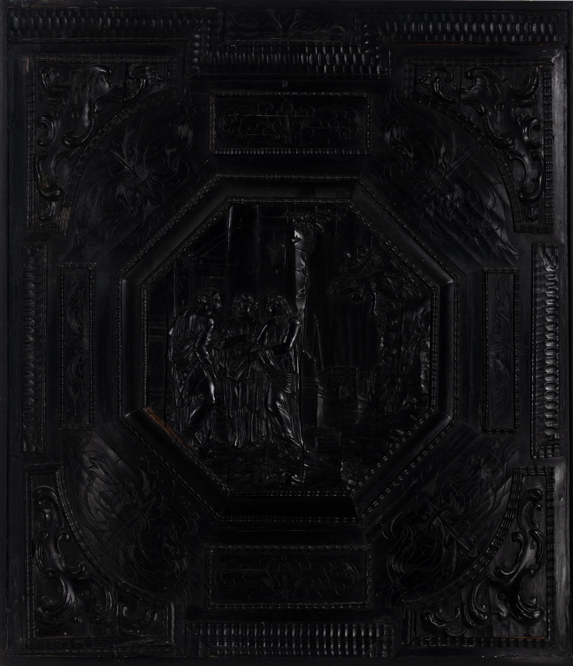 A Flemish Carved Ebony Panel