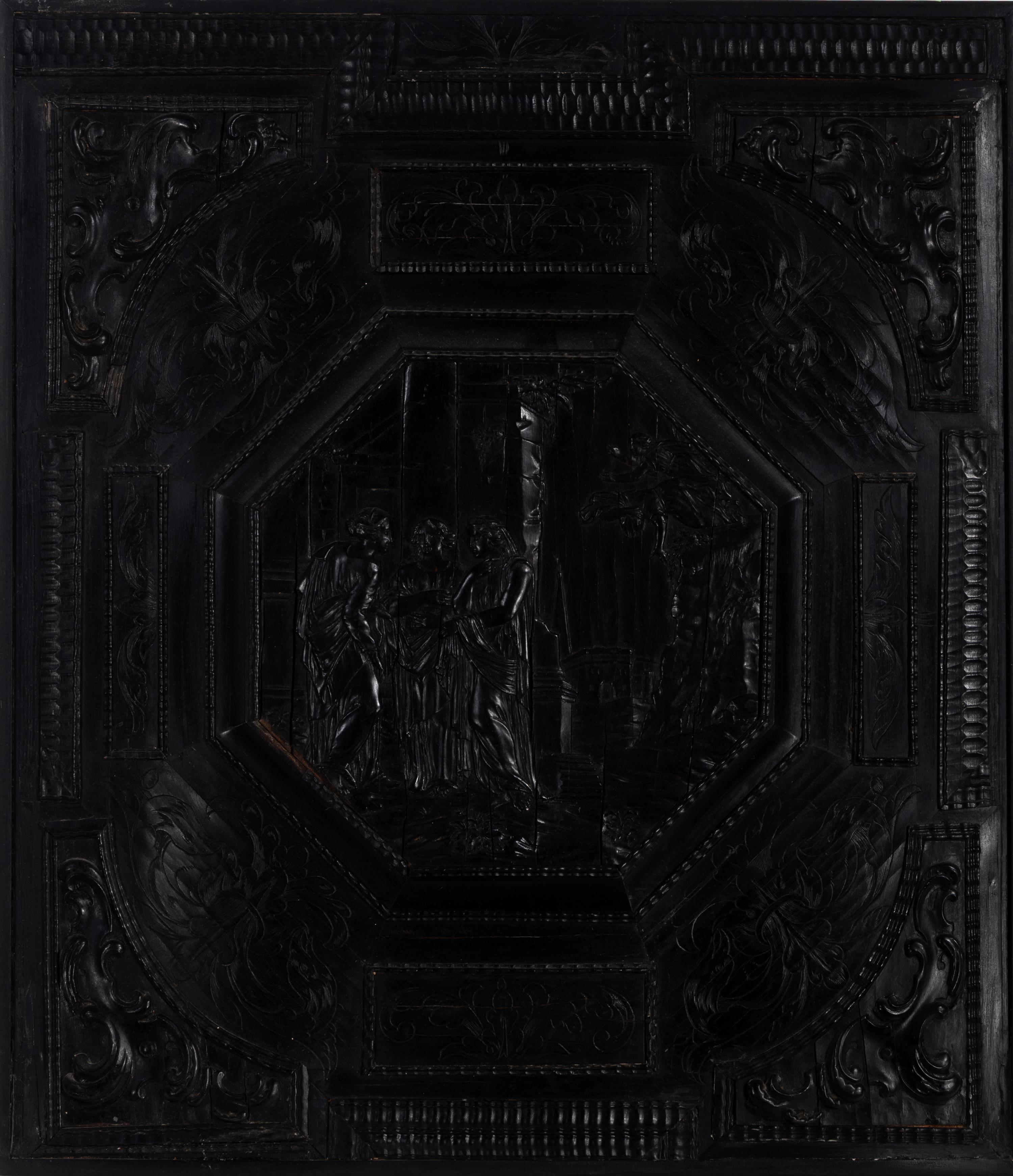 A Flemish Carved Ebony Panel