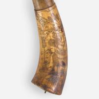 A carved and incised powder horn Pennsylvania, dated "1787"