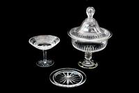 Three Pieces of Cut Glass Height of largest 12 inches.