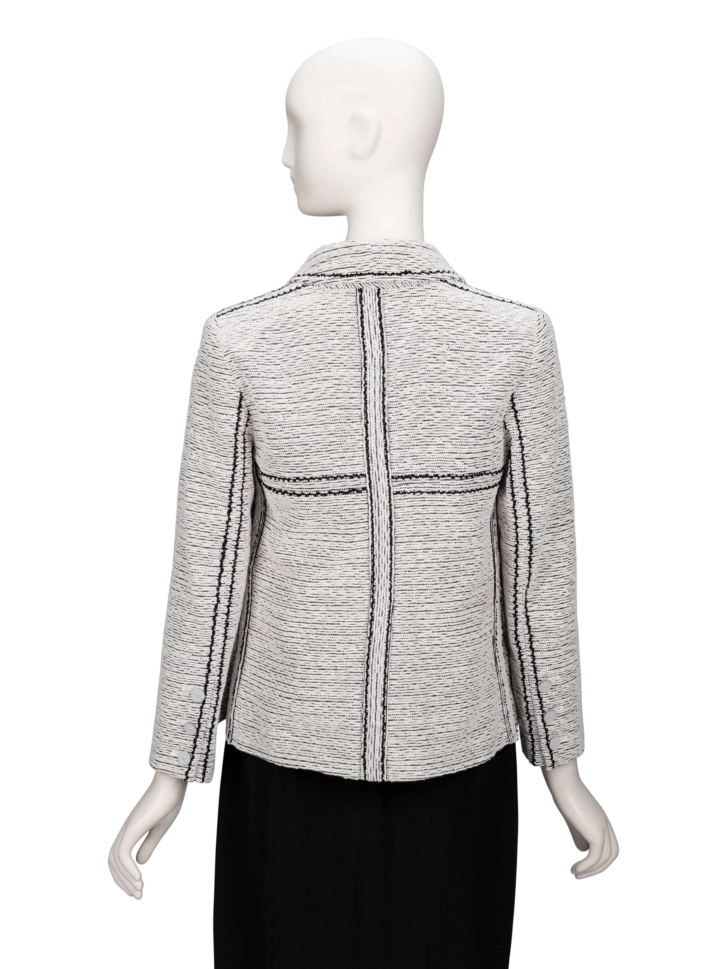 Chanel, White & Black Bouclé Tweed Jacket