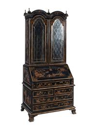 A George II Style Black and Gilt-Japanned Bureau Bookcase