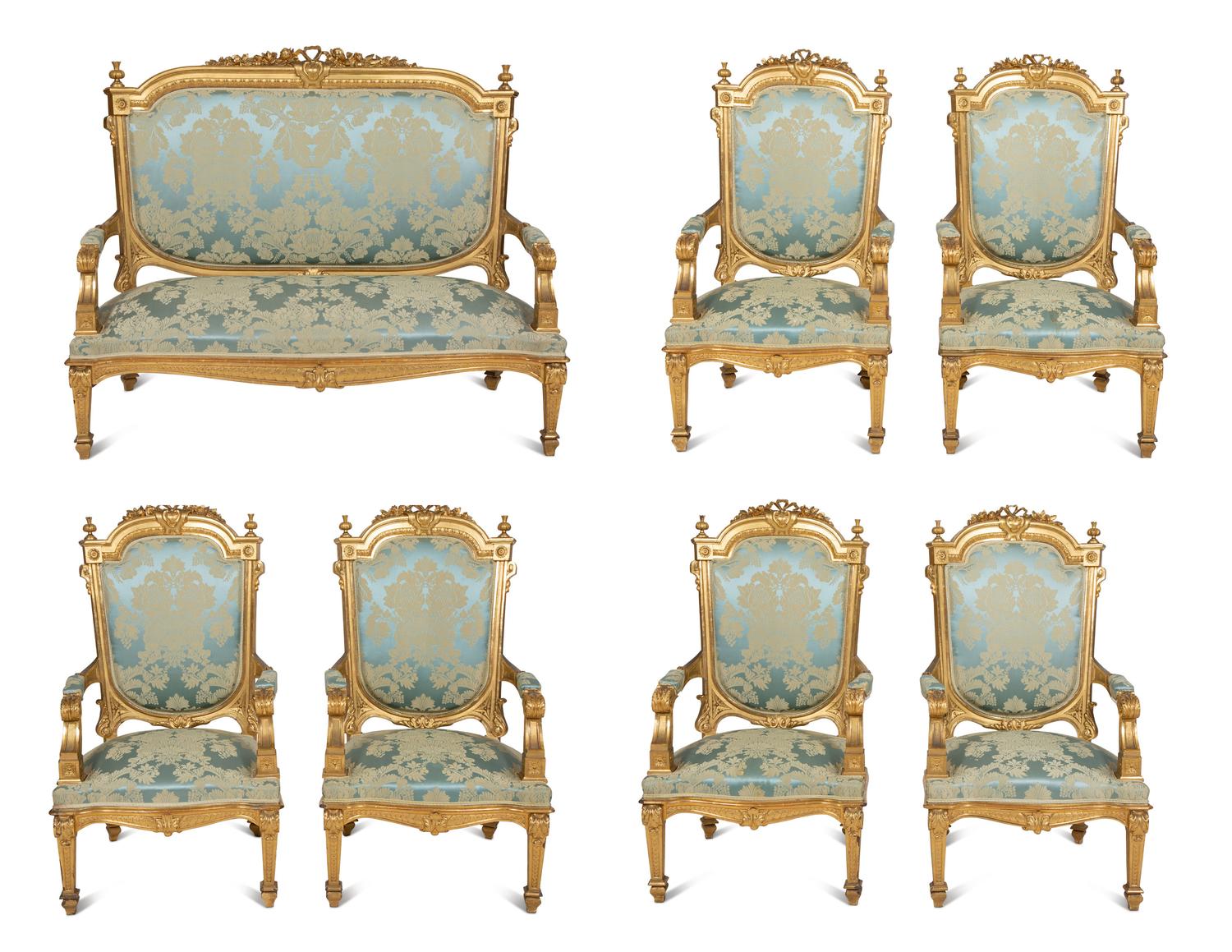 A Napoleon III Giltwood Seven-Piece Salon Suite