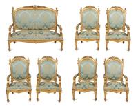 A Napoleon III Giltwood Seven-Piece Salon Suite